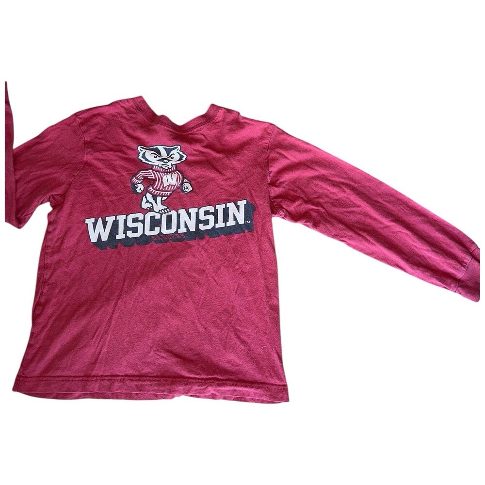 Vintage Wisconsin Badgers Shirt Kids S Red Graphic Tee NCAA College Gorpcore